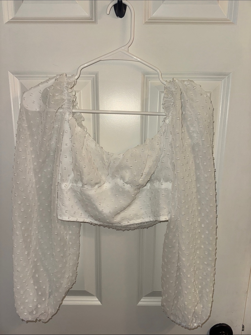 White Puff Sleeve Crop Top
